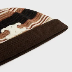 triomphe beanie in striped wool