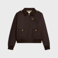 Triomphe blouson jacket in waxed cotton linen