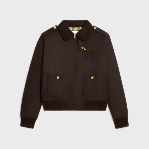Triomphe blouson jacket in waxed cotton linen