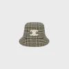 triomphe bucket hat in checked wool