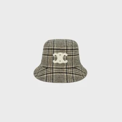 triomphe bucket hat in checked wool