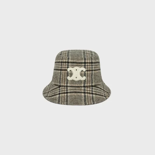 triomphe bucket hat in checked wool