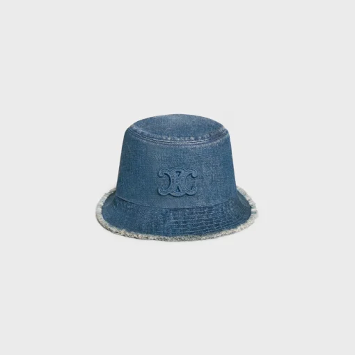 triomphe bucket hat in dark union wash denim