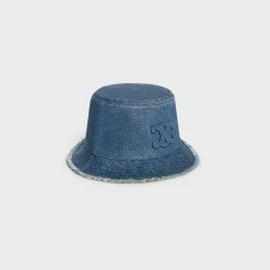 triomphe bucket hat in dark union wash denim