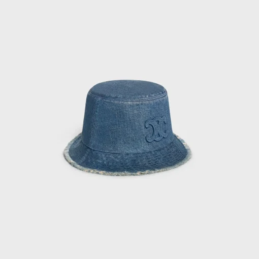 triomphe bucket hat in dark union wash denim