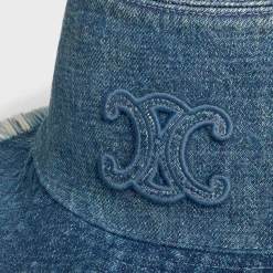 triomphe bucket hat in dark union wash denim