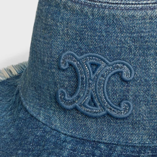 triomphe bucket hat in dark union wash denim