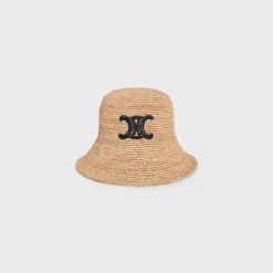 triomphe bucket hat in raffia