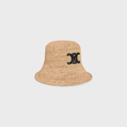 triomphe bucket hat in raffia