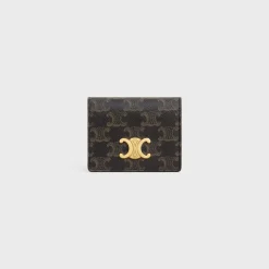 TRIOMPHE BUSINESS CARD HOLDER in Triomphe Canvas AND Lambskin