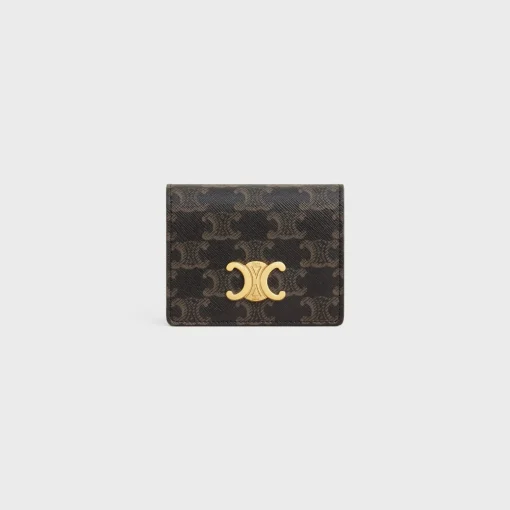 TRIOMPHE BUSINESS CARD HOLDER in Triomphe Canvas AND Lambskin