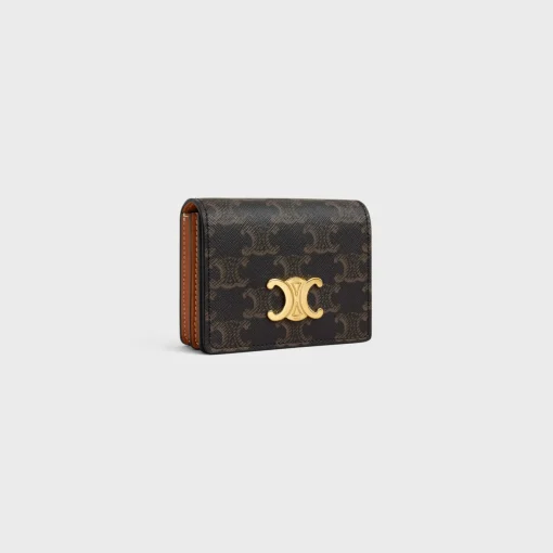 TRIOMPHE BUSINESS CARD HOLDER in Triomphe Canvas AND Lambskin
