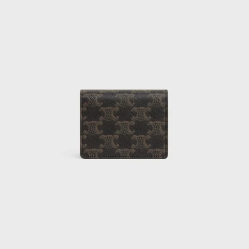 TRIOMPHE BUSINESS CARD HOLDER in Triomphe Canvas AND Lambskin