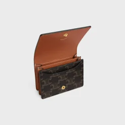 TRIOMPHE BUSINESS CARD HOLDER in Triomphe Canvas AND Lambskin