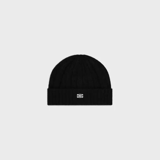 triomphe cable-knit beanie in cashmere