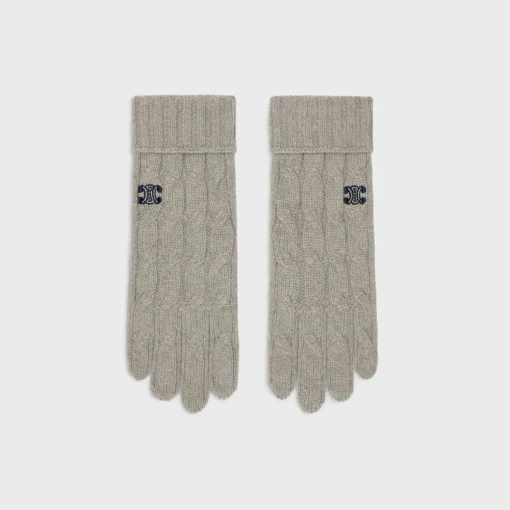 triomphe cable-knit gloves in cashmere