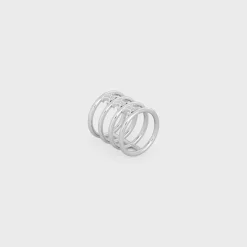 Triomphe Cage Ring in Brass with Rhodium Finish