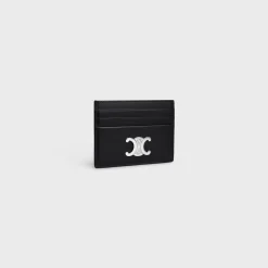 Triomphe Card Holder Shiny Calfskin BLACK