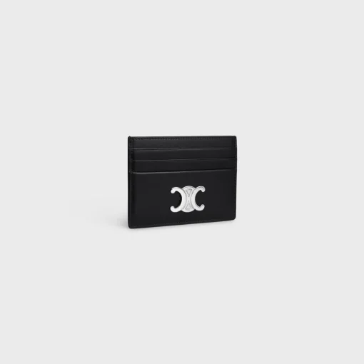 Triomphe Card Holder Shiny Calfskin BLACK