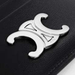 Triomphe Card Holder Shiny Calfskin BLACK