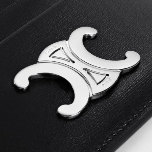Triomphe Card Holder Shiny Calfskin BLACK