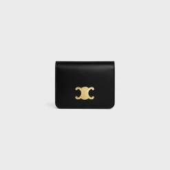 TRIOMPHE COMPACT WALLET in Shiny calfskin