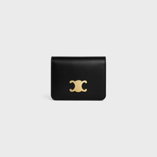 TRIOMPHE COMPACT WALLET in Shiny calfskin