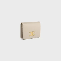 TRIOMPHE COMPACT WALLET in Shiny calfskin