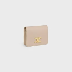 TRIOMPHE COMPACT WALLET in Shiny calfskin