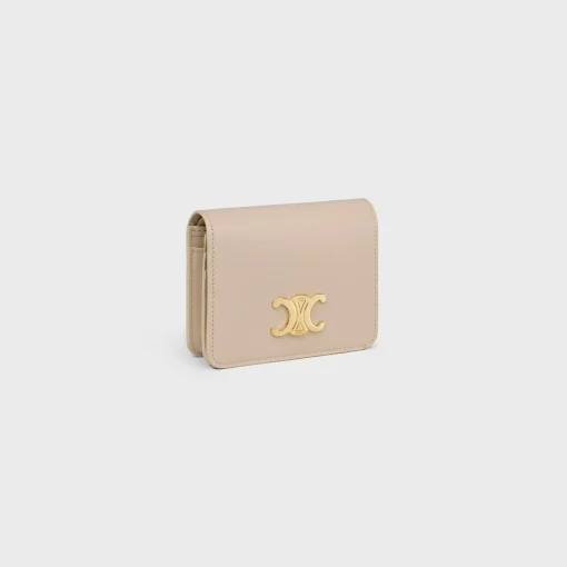 TRIOMPHE COMPACT WALLET in Shiny calfskin