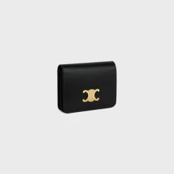 TRIOMPHE COMPACT WALLET in Shiny calfskin