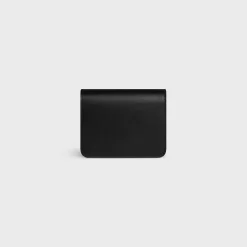 TRIOMPHE COMPACT WALLET Shiny Calfskin BLACK