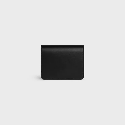 TRIOMPHE COMPACT WALLET Shiny Calfskin BLACK
