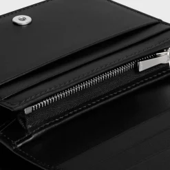 TRIOMPHE COMPACT WALLET Shiny Calfskin BLACK