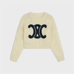 triomphe crew neck sweater in aran wool