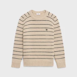 triomphe crew neck sweater in striped wool
