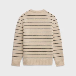 triomphe crew neck sweater in striped wool