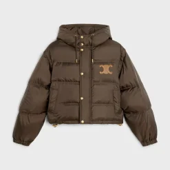 Triomphe cropped down jacket in lightweight nylon