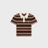 triomphe cropped polo shirt in striped cotton