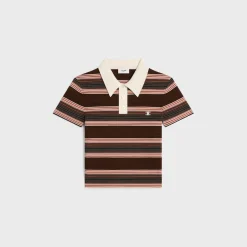 triomphe cropped polo shirt in striped cotton