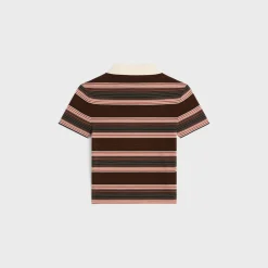 triomphe cropped polo shirt in striped cotton