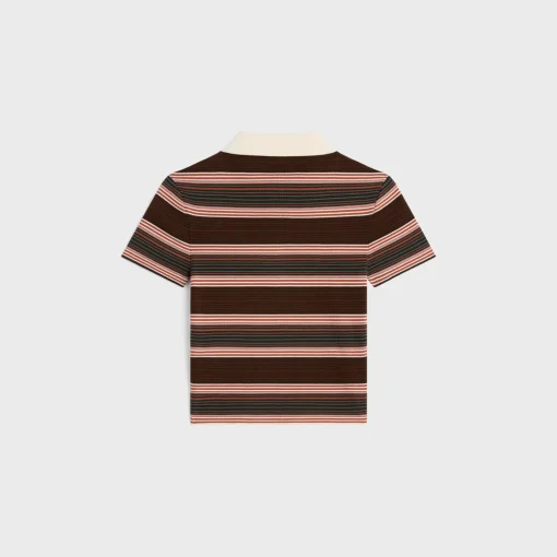 triomphe cropped polo shirt in striped cotton