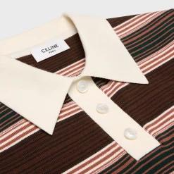 triomphe cropped polo shirt in striped cotton