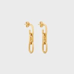 Triomphe Dangling Earrings in Brass with Gold finish