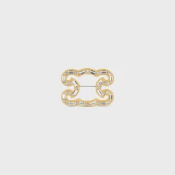 Triomphe Frame Sparkle Brooch in Strass, Brass with Gold Finish and Steel