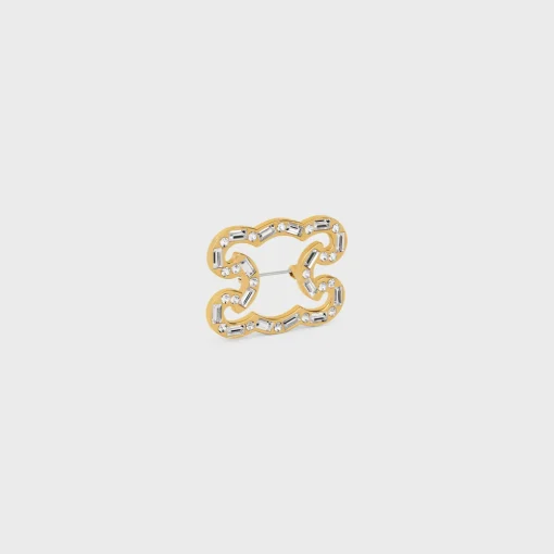 Triomphe Frame Sparkle Brooch in Strass, Brass with Gold Finish and Steel
