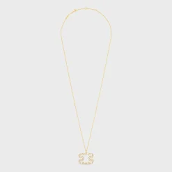 Triomphe Frame Sparkle Necklace in Strass and Brass with Gold Finish