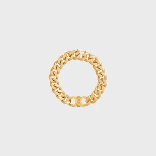 Triomphe Gourmette Bracelet in Brass with Gold Finish