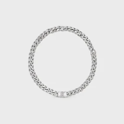 Triomphe Gourmette Necklace in Brass with Rhodium Finish