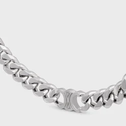 Triomphe Gourmette Necklace in Brass with Rhodium Finish